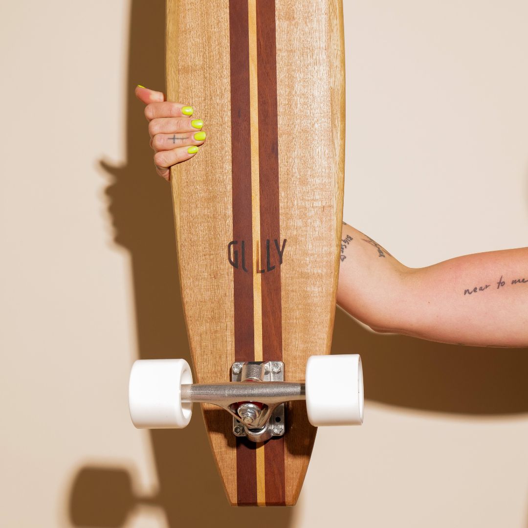 Vic Ash Cruiser longboard with Jarrah and Kauri inlay